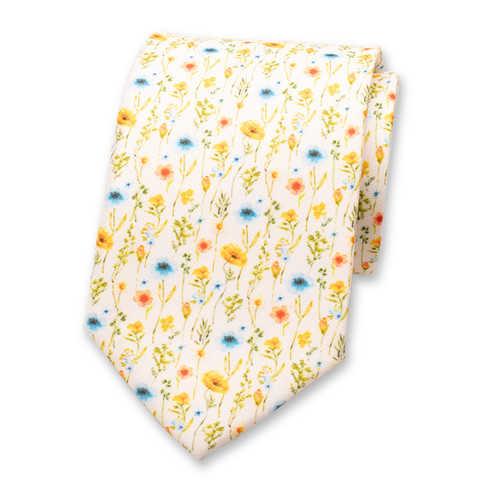 Buttergelbe Krawatte - Blumen (1)