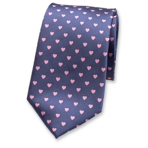 Krawatte Blau Rosa Herzen (1)