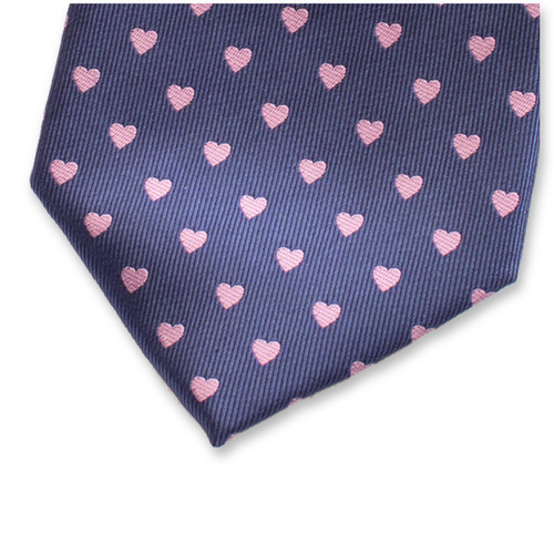 Krawatte Blau Rosa Herzen (2)
