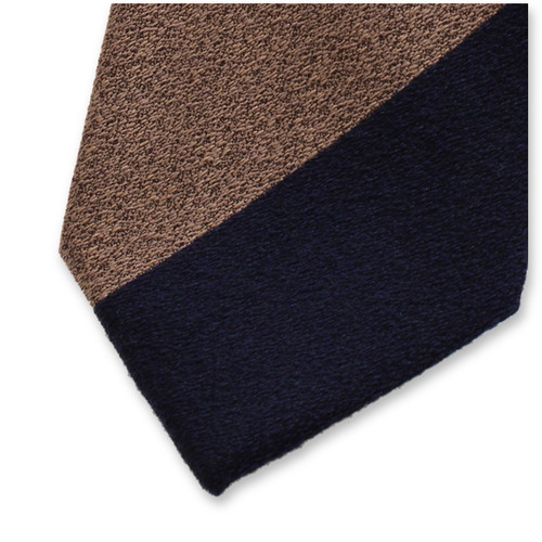 Blockstreifen-Krawatte Dunkelblau - Beige- Grau (3)