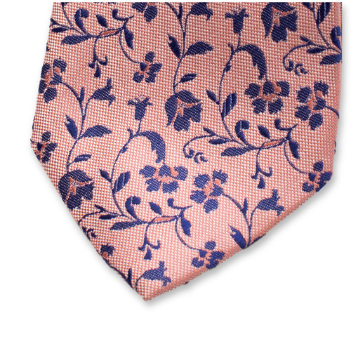 Hellrosa Luxuskrawatte - Blaue Blumen (2)