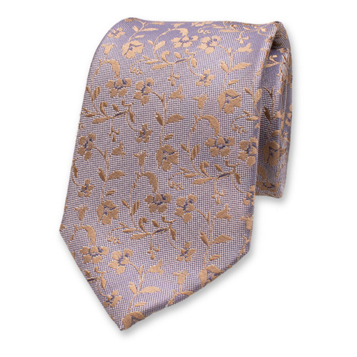 Hellrosa Luxuskrawatte - Blaue Blumen (1)