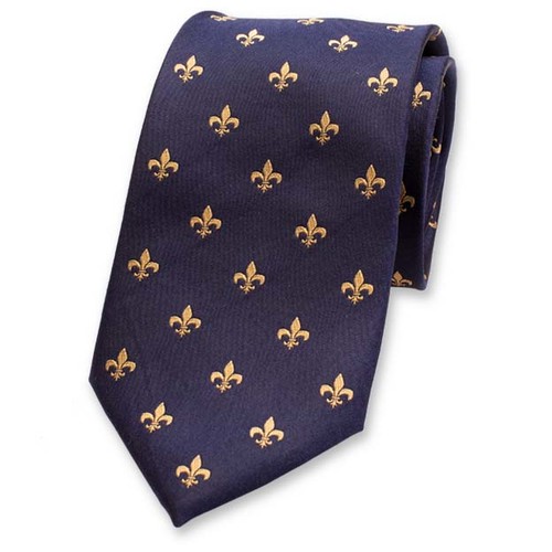 Dunkelblaue Luxuskrawatte - Fleur de Lys (1)