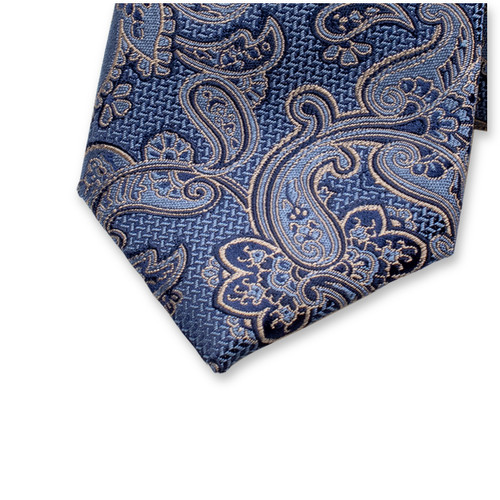 Dark Blue Luxury Tie Beige Paisley (2)