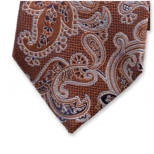 Braune Luxuskrawatte Hellblaues Paisleymuster (2)