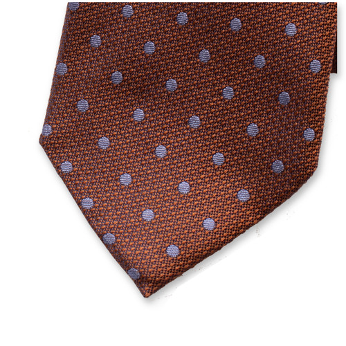 Rostbraune Luxuskrawatte Hellblaue Punkte (2)