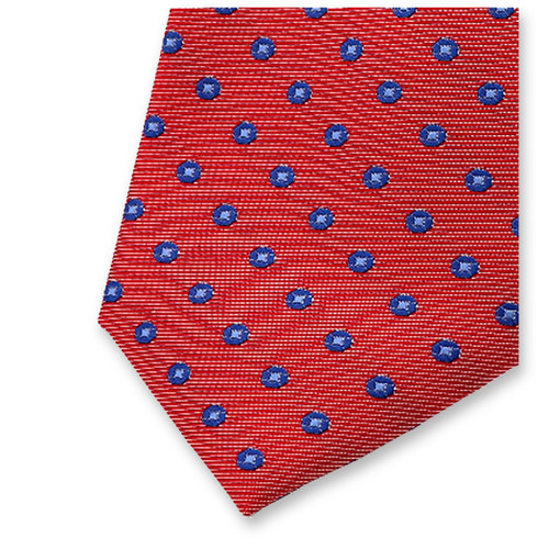 Schmale rote Krawatte mit blauen Punkten (2)