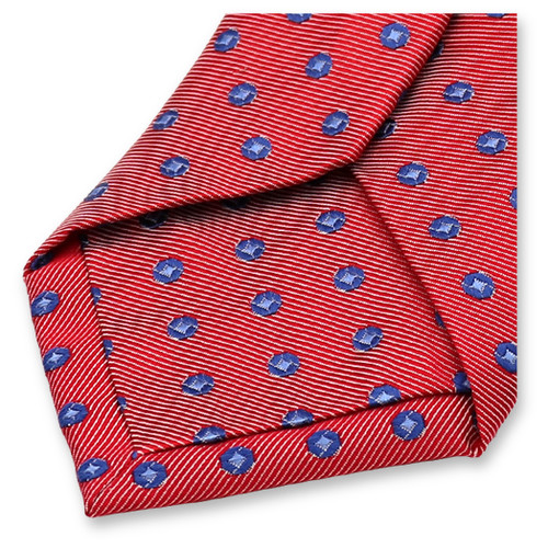Schmale rote Krawatte mit blauen Punkten (3)