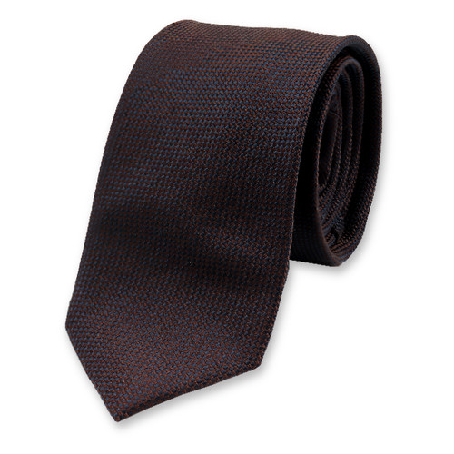 Schmale Strukturkrawatte - Dunkelblau-Braun (1)