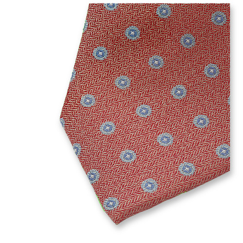 Schmale orange-rote Krawatte – Kreismuster (2)