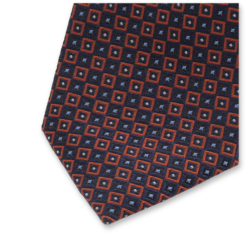 Schmale dunkelblaue Krawatte mit rotem Muster (3)