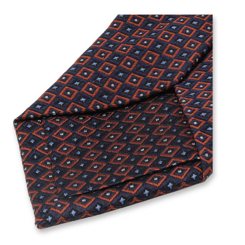 Schmale dunkelblaue Krawatte mit rotem Muster (2)