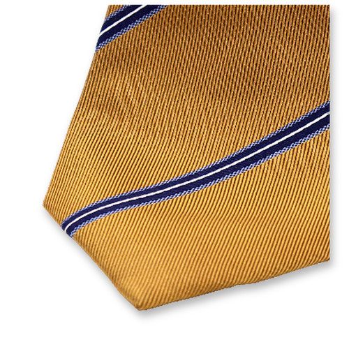 Schmaler gelber Ocker – blau gestreifte Krawatte (2)