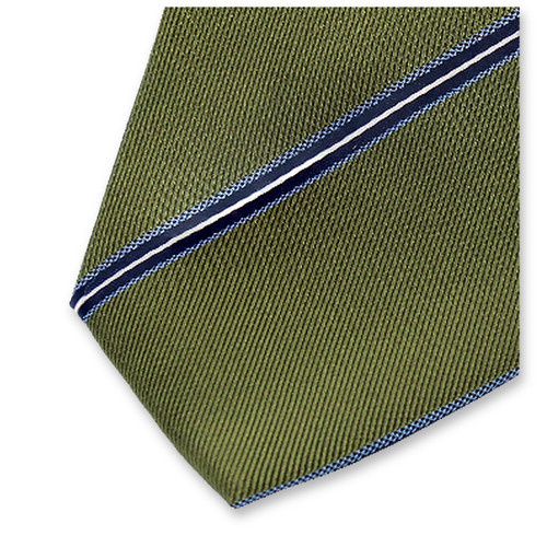 Schmale Moosgrüne Krawatte - Blauen Streifen (3)