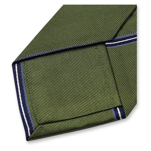 Schmale Moosgrüne Krawatte - Blauen Streifen (2)