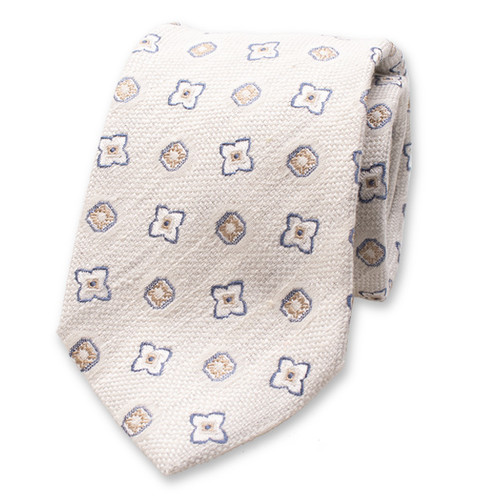 Offwhite Krawatte Klassisches Muster - Italienische Seide (1)