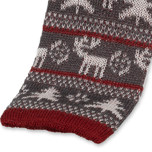 Weihnachtskrawatte Rentier grau/ bordeaux/ weiß (2)