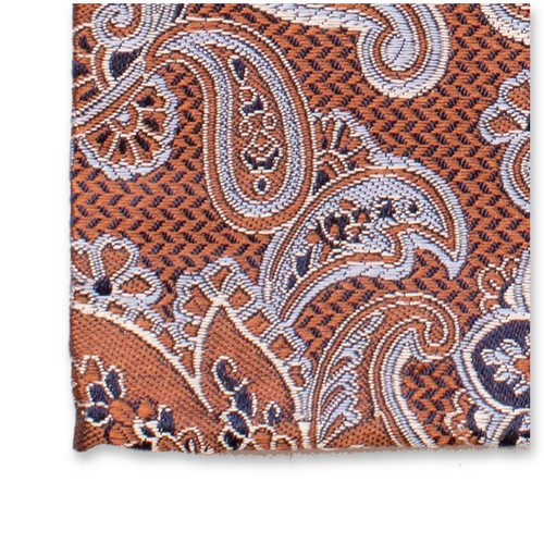Braunes Luxus-Einstecktuch - Hellblaues Paisley-Muster (2)