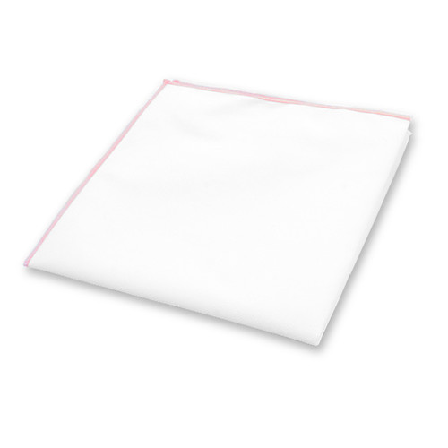 Weißes Einstecktuch – rosafarbenes Detail (1)