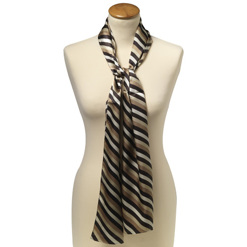 Braun gestreifter Polyester Schal (1)