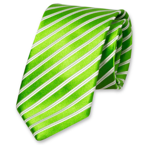 Apfelgrün gestreifte Krawatte XL (1)