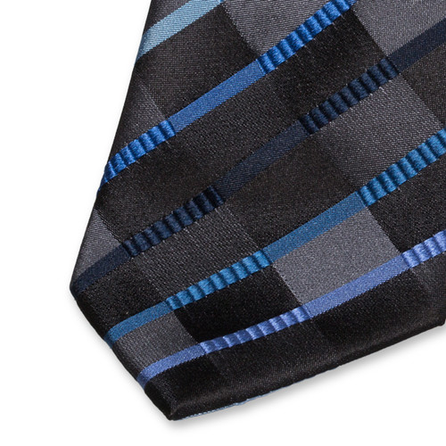 Krawatte Karomuster schwarz/blau (2)