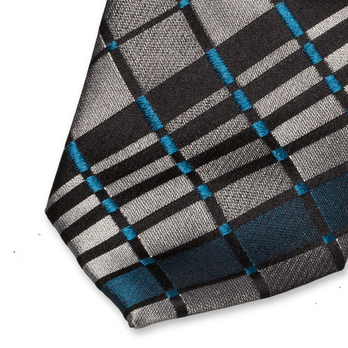 Krawatte Karomuster schwarz/blau/türkis (2)