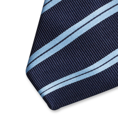 Dunkelblaue Krawatte doppelte blaue Streifen (2)