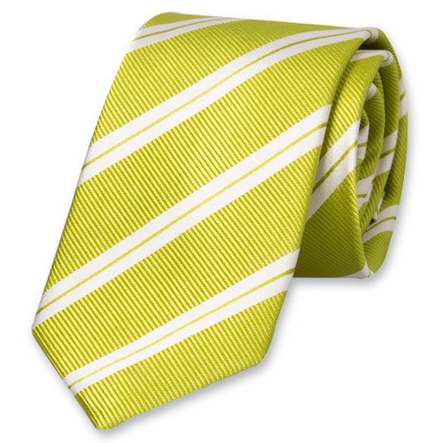 Limettengrüne Business-Krawatte doppelte weiße Streifen (1)