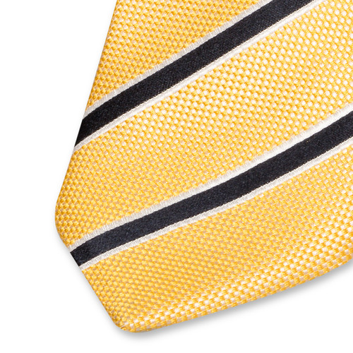 Gelbe Krawatte dunkelblaue Streifen (2)