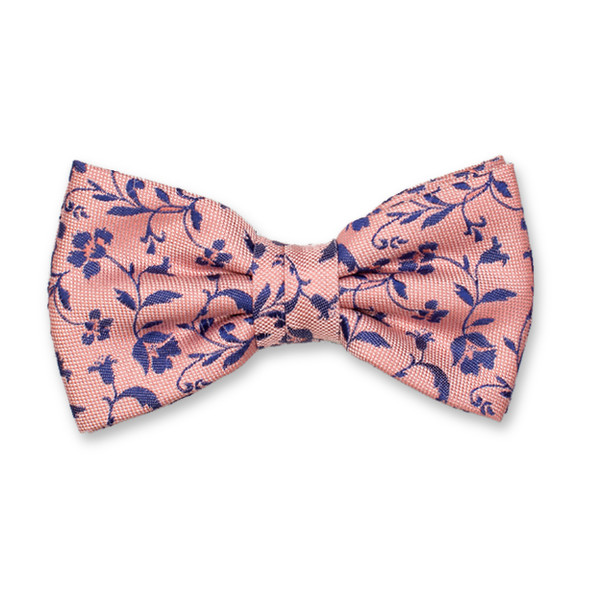 Luxuriöse Fliege in Hellrosa - Blaue Blumen (1)