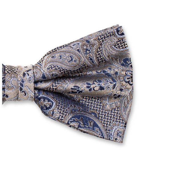 Beige Luxusschleife - Dunkelblaues Paisley (2)