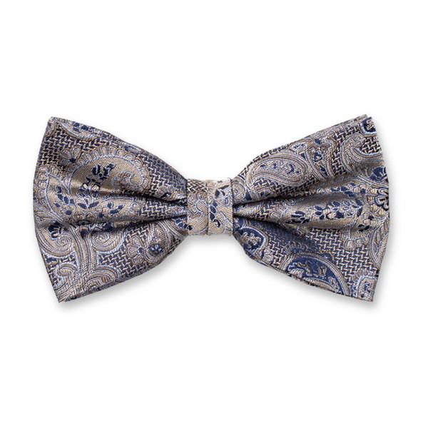 Beige Luxusschleife - Dunkelblaues Paisley (1)