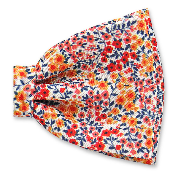 Korallenfarbene Fliege mit Blumenmotiv (2)