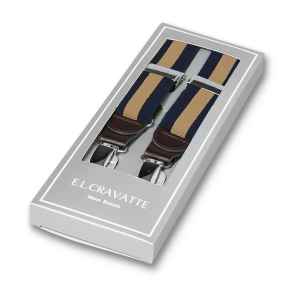 Dunkelblau/beige gestreifte Hosenträger (1)