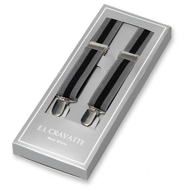 Schmale Gestreifte Hosenträger Schwarz Grau (1)