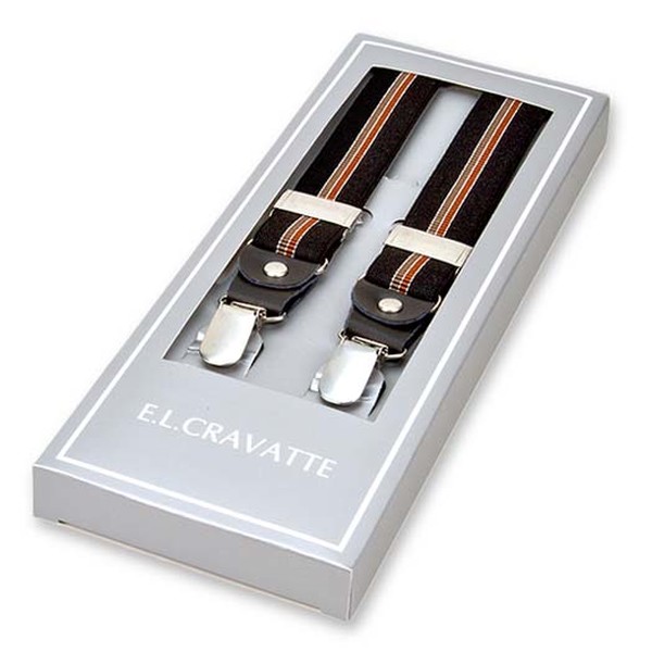 Schmale schwarz/braun gestreifte Hosenträger  (1)