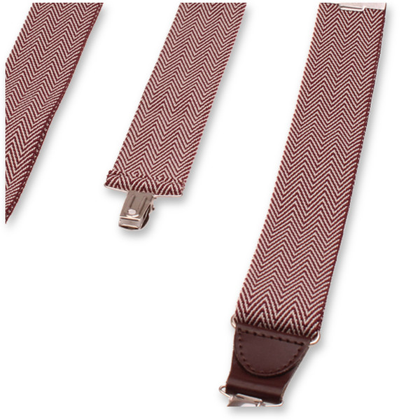 XIV Hosenträger - Fischgrätmuster Burgunderrot (3)