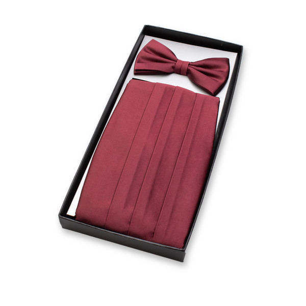 Bordeauxrotes Kummerbund-Set (2)