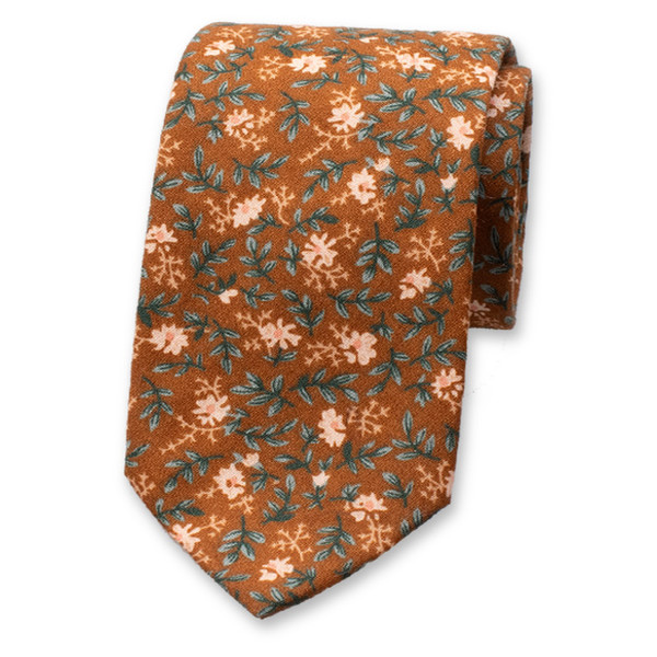 Braune Krawatte mit Blumenmuster (1)