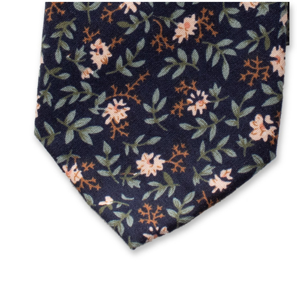 Dunkelblaue Krawatte mit Blumenmuster (2)