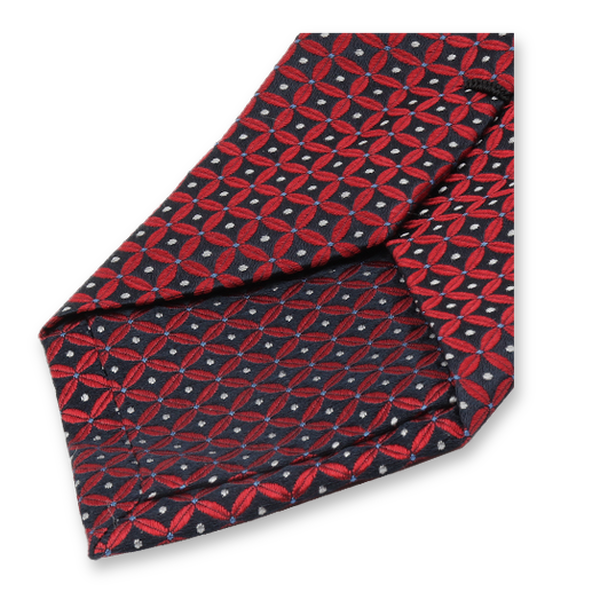 Krawatte mit dunkelblauem und rotem Muster (3)
