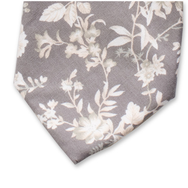 Hellgraue Krawatte mit Blumenmuster (2)