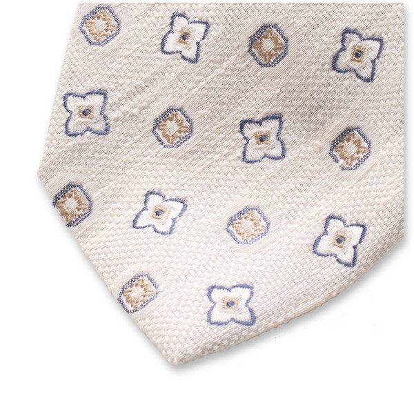 Offwhite Krawatte Klassisches Muster - Italienische Seide (2)