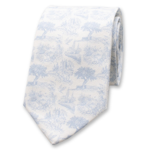 Baumwollkrawatte Toile de Jouy - Hellblau (1)