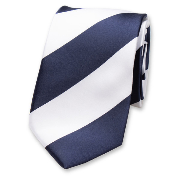 Krawatte Breite Streifen - dunkelblau/weiß (1)