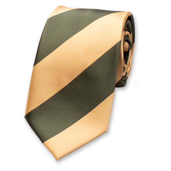 Krawatte Breite Streifen - Grün Gold (2)