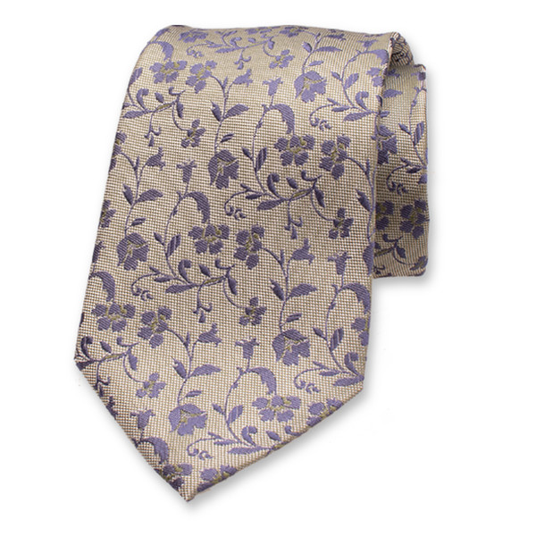 Grüne Luxuskrawatte - Blaue Blumen (1)