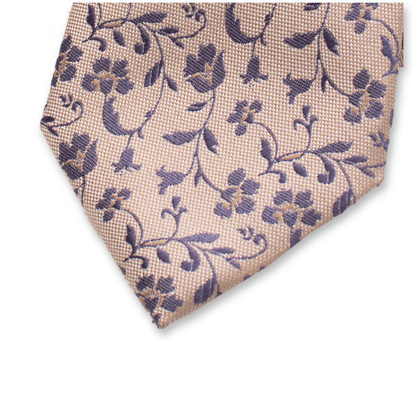 Beige - Dunkelblaue Luxuskrawatte - Paisley (2)