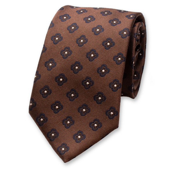 Braune Luxuskrawatte mit Blumenmuster (1)